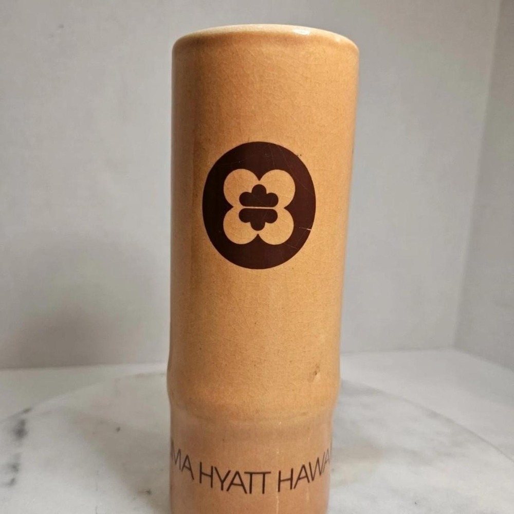 Tiki‎ Bamboo Stalk Souvenir Vase Vintage Kuilima Hyatt Hawaii